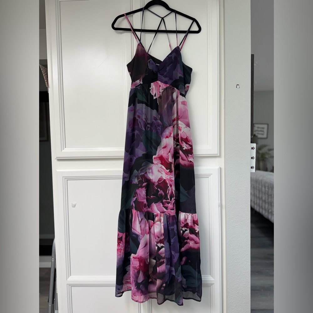 Express Floral Maxi Dress - Purple and Pink Sz Xs